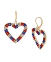 BETSEY JOHNSON HEART DROP EARRINGS IN GOLD-TONE METAL, 1.75"