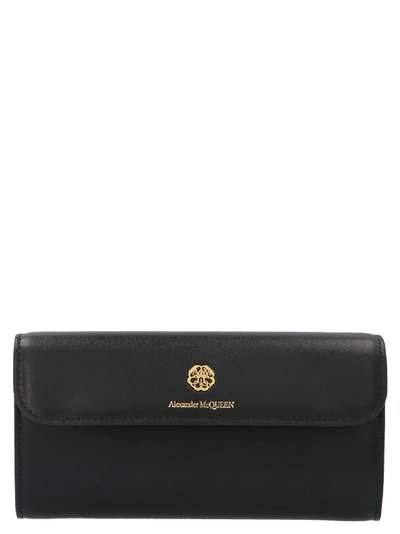 Alexander Mcqueen Women's 6101941cw0t1000 Black Leather Wallet