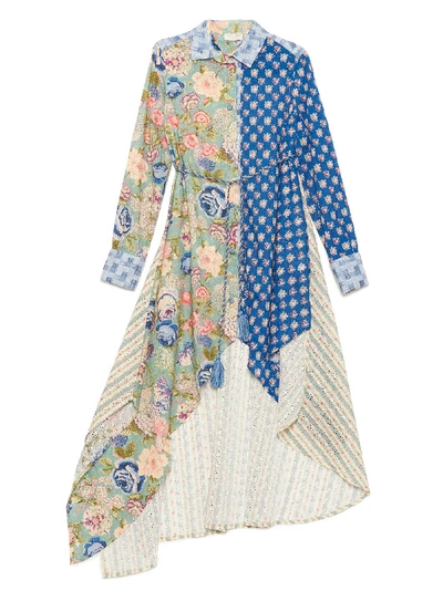 Anjuna Lisa Mix-print Shirt Dress In Blue