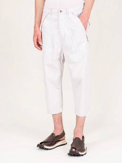 Rick Owens Drkshdw Cargo Collapse Cropped Jeans White Wax