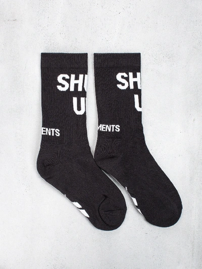 Vetements Shut Up Socks Black