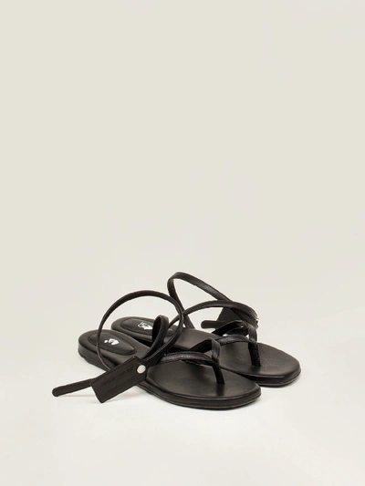 Off-white Zip Tie Flat Flats In Black Leather