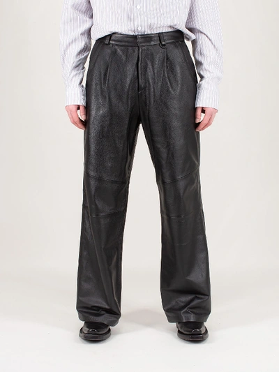 Ader Error Oversized Leather Trousers In Black