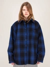 VETEMENTS FLANNEL PADDED OVERSHIRT BLUE,UAH21JA10111213