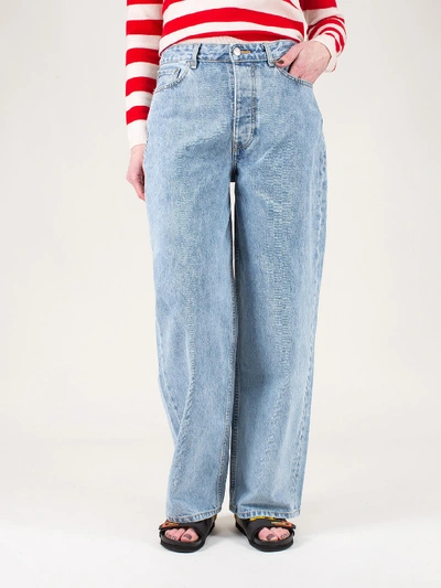 Ganni Lowrise Washed Pants In Blue