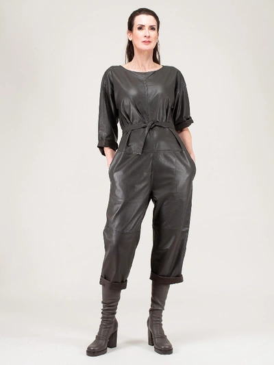 Humanoid Heidy Leather Jumpsuit In Green