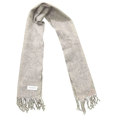 Pre-owned Balmain Wool Scarf & Pocket Square In Grey