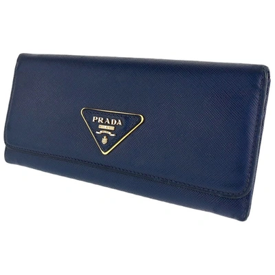 Pre-owned Prada Blue Leather Wallet