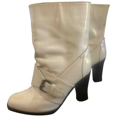 Pre-owned Marni White Patent Leather Ankle Boots