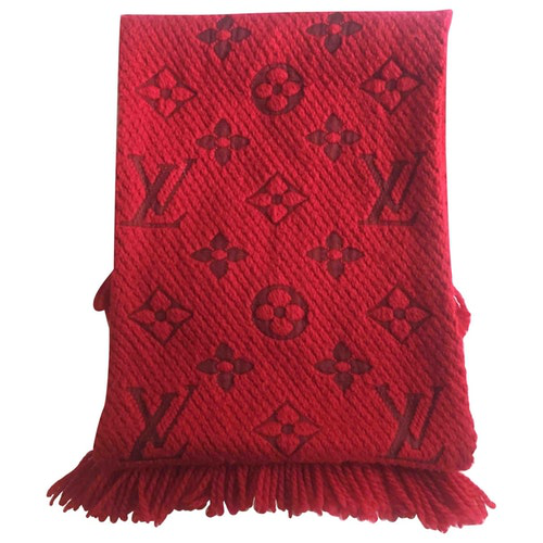 Pre-Owned Louis Vuitton Logomania Red Wool Scarf | ModeSens