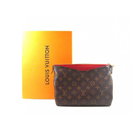Pre-Owned Louis Vuitton Tuileries Brown Cloth Clutch Bag | ModeSens