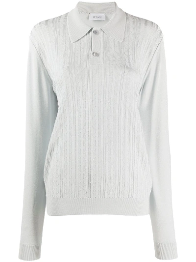 Lemaire Patterned Knit Collared Jumper In Grey
