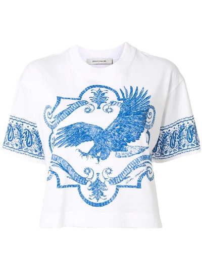 Cedric Charlier Eagle-print Cropped T-shirt In White