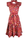 La Doublej Short & Sassy Printed Cotton Dress In Babe Bordeaux