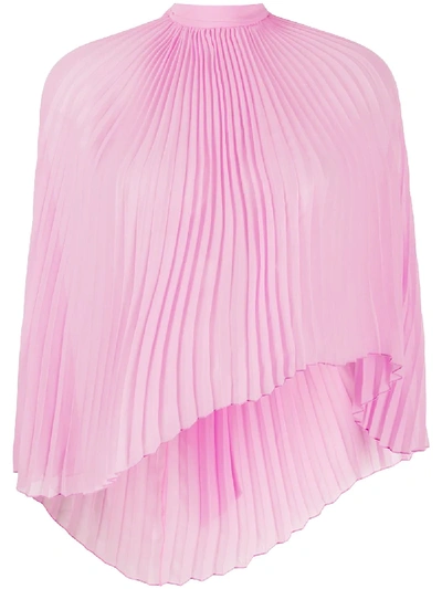 Ermanno Scervino Pleated Cape-style Blouse In Pink