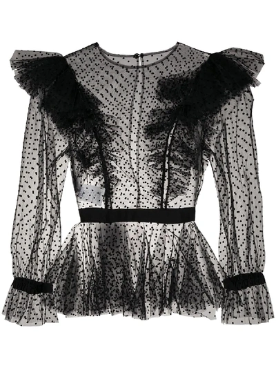 Philosophy Di Lorenzo Serafini Ruffle-trimmed Peplum Blouse In Black