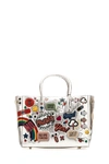ANYA HINDMARCH ANYA HINDMARCH ALL OVER EMBROIDERED STICKERS SHOPPING BAG