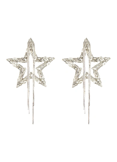 Venna Crystal Star Fringe Drop Earrings In Metallic