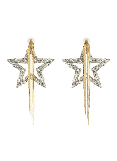 Venna Crystal Star Fringe Drop Earrings In Metallic