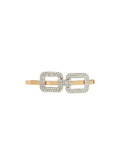 Venna Square Crystal Embellished Hair Clip In Metallic
