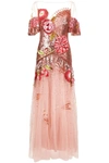 Temperley London Floral-embroidered Sequin Tulle Gown