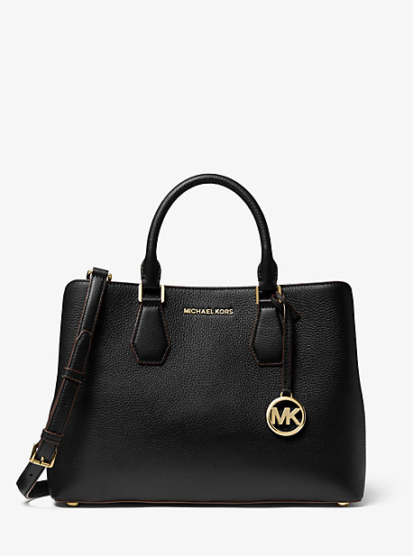 Michael Kors Camille Large Pebbled Leather Satchel In Black | ModeSens