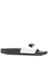 Marni Fleeced Logo Slides In White