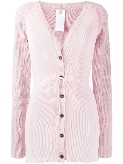 Marco De Vincenzo Ribbed Button-up Cardigan In Pink
