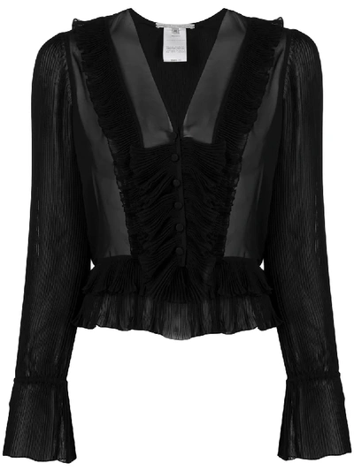 Marco De Vincenzo V-neck Ruffled Dress In Black