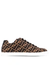 Fendi Ff Motif Mesh Sneakers In Brown
