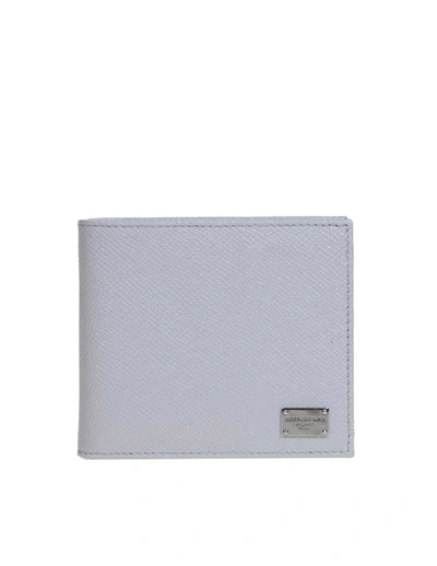 Dolce & Gabbana Dauphine Leather Wallet In Pearl Grey