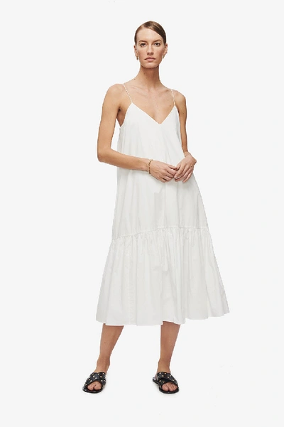 Anine Bing Averie Tiered Cotton-poplin Midi Dress In White