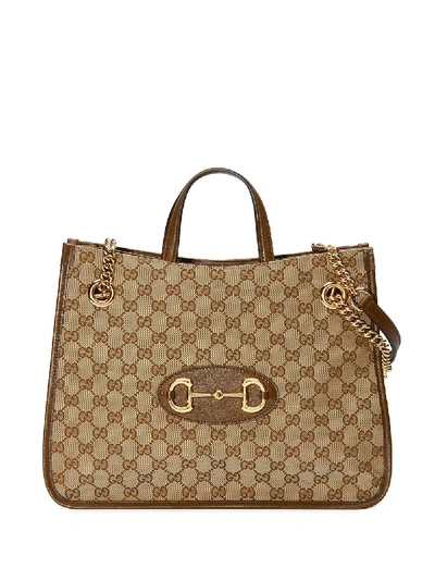Gucci Horsebit Shopping Bag In Brown