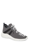 Prada High Top Knit Sneaker In Nebbia/ Nero