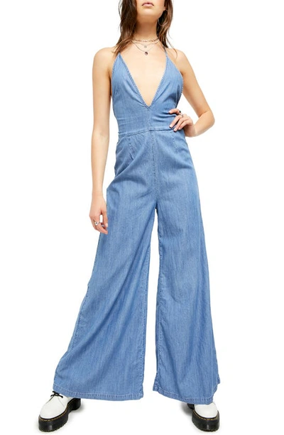 Free People Josie Sleeveless Jumpsuit In Blue