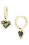 Kendra Scott Ari Heart Huggie Hoop Earrings In Abalone Shell