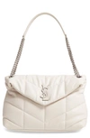 Saint Laurent Medium Lou Leather Puffer Bag In Blanc Vintage