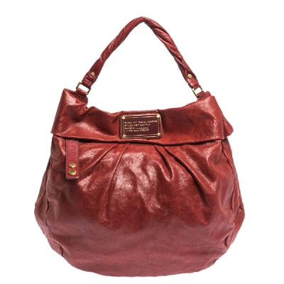 Pre-owned Marc By Marc Jacobs Red Glaze Leather Classic Q Hillier Hobo