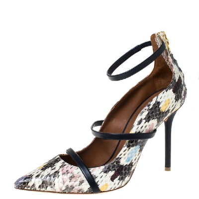 Pre-owned Malone Souliers Multicolor Python Robyn Ankle Strap Pumps Size 37