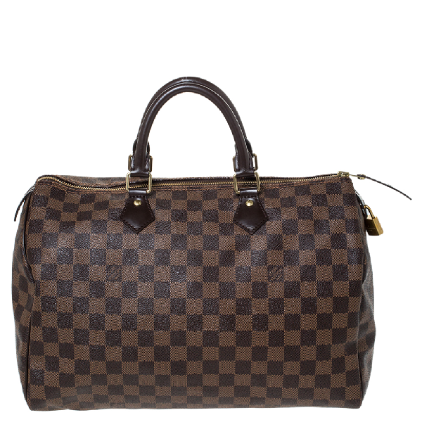 Pre-Owned Louis Vuitton Damier Ebene Canvas Speedy 35 Bag In Brown | ModeSens