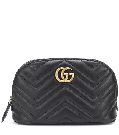 Gucci Gg Marmont Medium Leather Cosmetics Case In Black