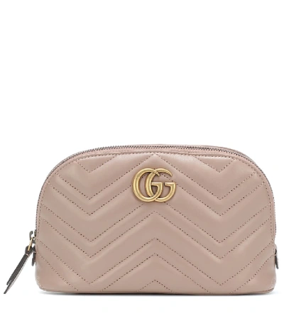 Gucci Gg Marmont Medium Leather Cosmetics Case In Pink
