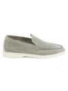 Loro Piana Summer Walk Suede Moccasins In Gray