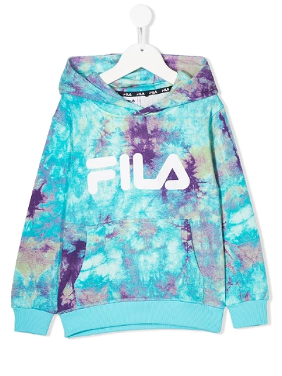 Fila Kids' Tie Dye Hooded Sweatshirt In Blue