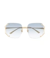 GUCCI Blue Rimless Square Sunglasses