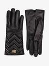 GUCCI BLACK GG MARMONT LEATHER GLOVES,477965BAP0014394584