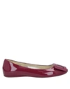 Roger Vivier Ballet Flats In Maroon