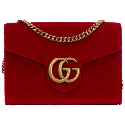 Gucci Women's Cross-body Messenger Shoulder Bag  Gg Marmont Piccola In Red