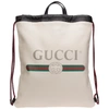 Gucci Vintage Logo Printed Drawstring Backpack In White
