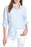 Rails Ingrid Raw-edge Button-front Chambray Shirt In Light Vintage